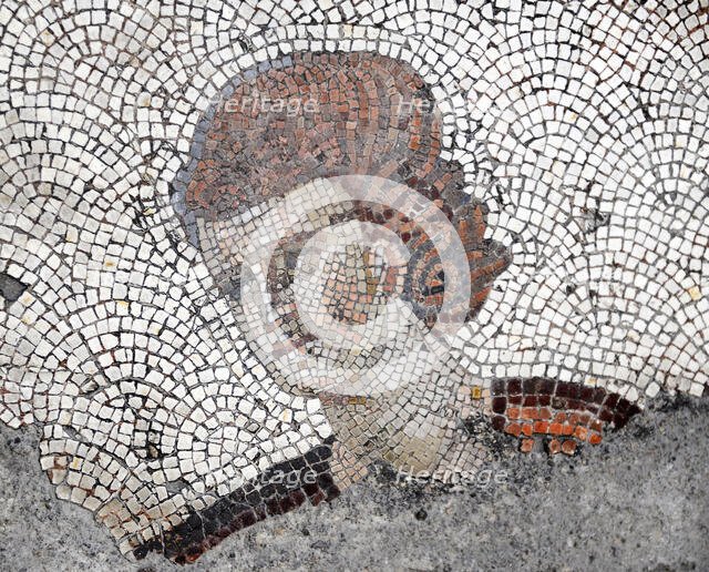 Woman's head, detail from mosaic pavement in the Great Palace of Constantinople, 4th-6th century. Creator: Unknown.