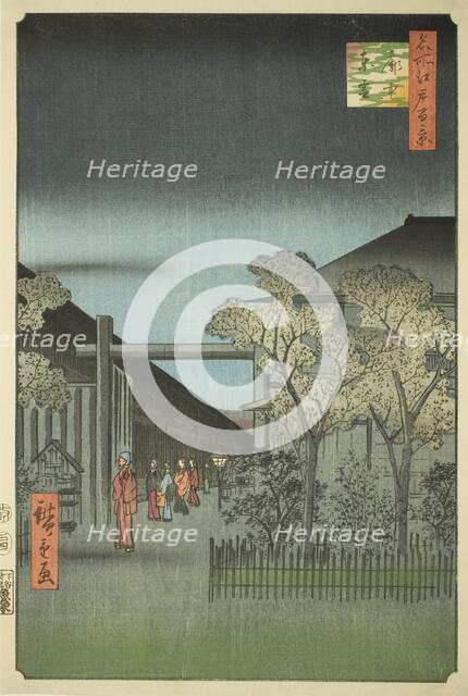 Yoshiwara Licensed Quarters at Dawn (Kakuchu shinonome), from the series "One Hundred ..., 1857. Creator: Ando Hiroshige.