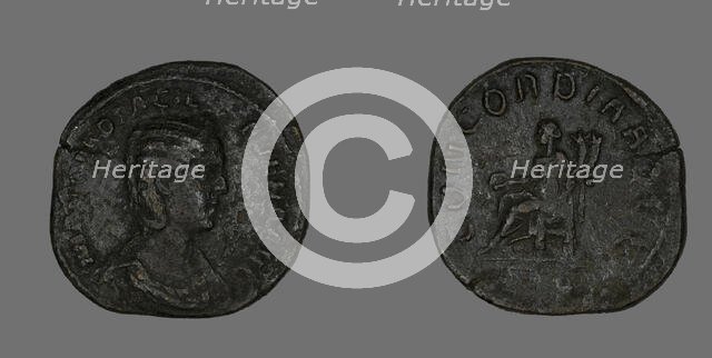 Sestertius (Coin) Portraying Empress Marcia Otacilia Severa, 244-249. Creator: Unknown.