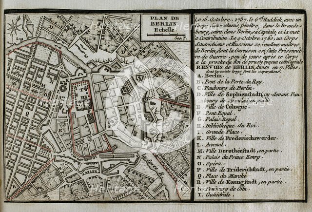 Seven Years War (1756-1763): Third Silesian War - map of Berlin, 1760 (1765).  Creator: Jean de Beaurain.