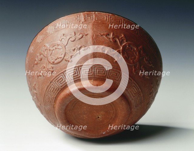 Gourd-moulded bowl with lacquer interior, China, c1736-c1795. Artist: Unknown