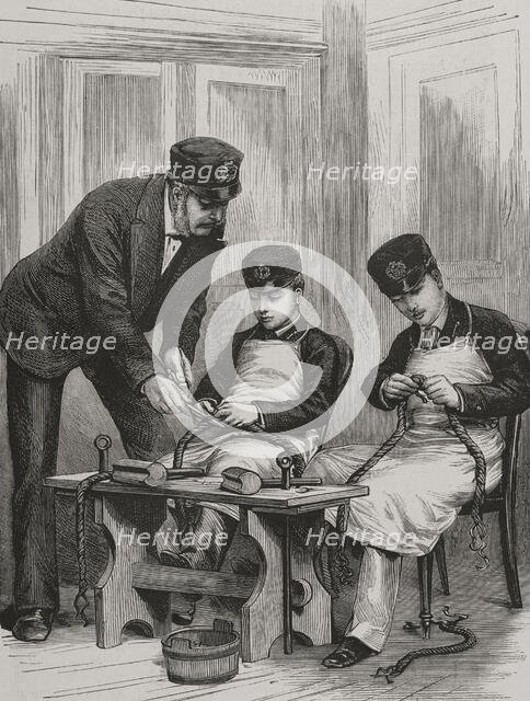 Prince Albert Victor and Prince George on board the frigate HMS Britannia, c1877. Creator: Unknown.