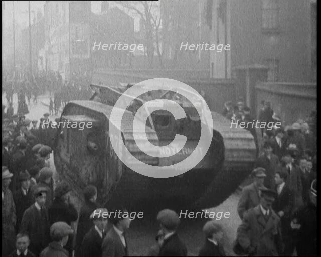 A Tank Breaking up Crowds of Demonstrators in Dublin, 1920. Creator: British Pathe Ltd.