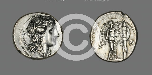 Tetradrachm (Coin) Depicting the Goddess Persephone, 310-307 BCE. Creator: Unknown.