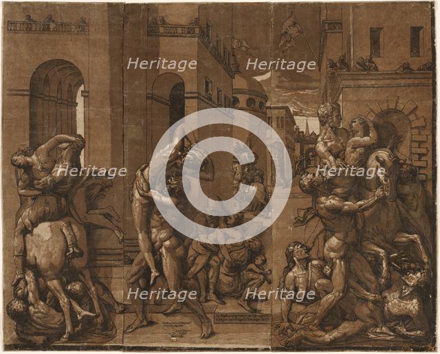 The Abduction of the Sabine Women, 1585. Creator: Andrea Andreani (Italian, about 1558-1610).