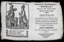 Invitation made in silk for the exhibition of 19th century fans organized by Joan Amades. Barcelo…