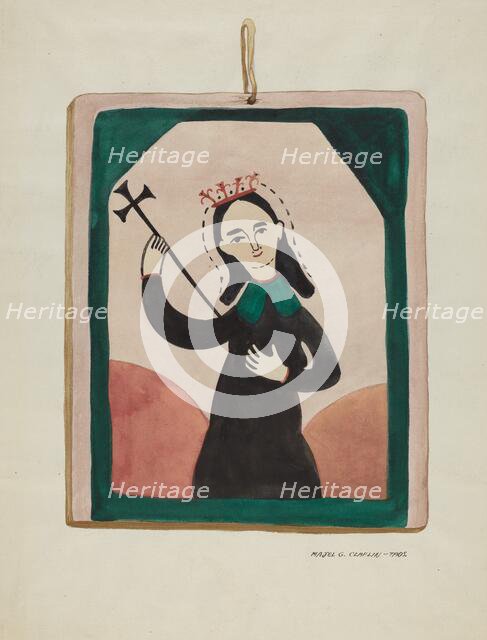 Retablo (Virgin), c. 1937. Creator: Majel G. Claflin.