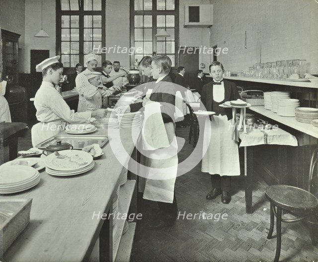 Student waiters, Westminster Technical Institute, London, 1914. Artist: Unknown.