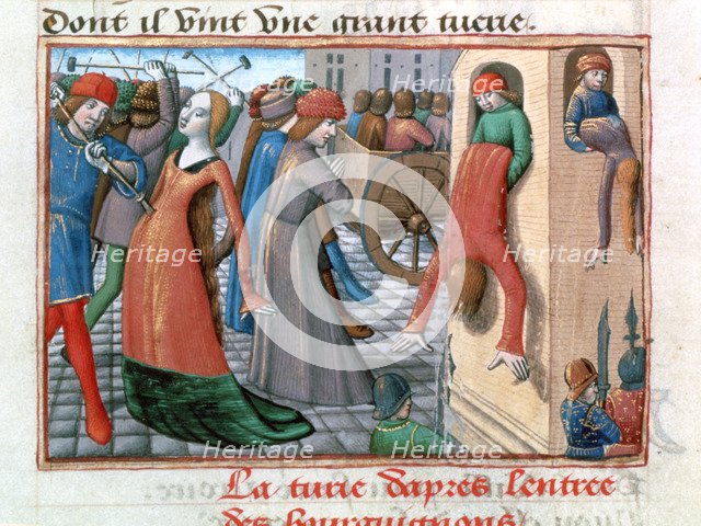 Massacre of the Armagnacs by the Bourguignons, Paris, 1418, (1484). Artist: Unknown
