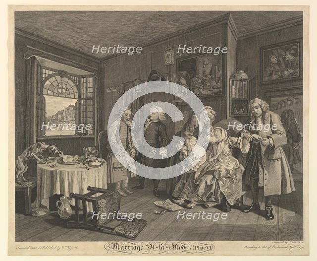 Marriage A-la-Mode, Plate VI, April 1, 1745. Creator: Gérard Jean-Baptiste Scotin.