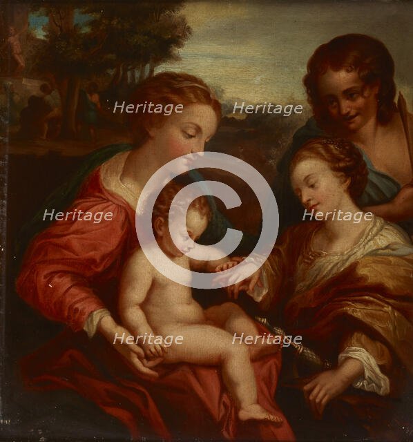 Mystic Marriage of Saint Catherine with Saint Sebastian-Copy, 1865. Creator: Jan Galuszkiewicz.