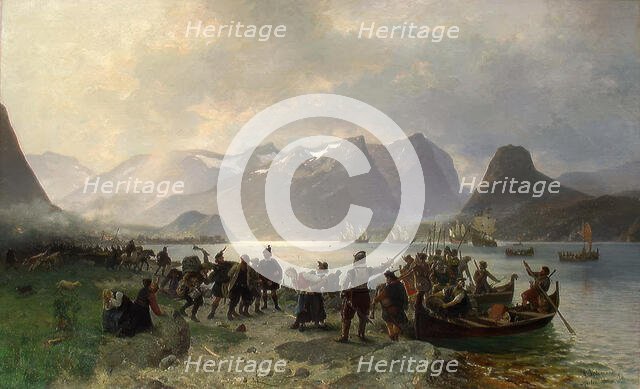 The Landing of Sinclair in Romsdal, 1876. Creator: Adolph Tidemand.