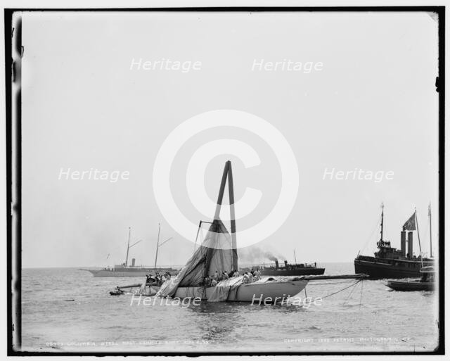 Columbia, steel mast carried away, 1899 Aug 2, . Creator: Unknown.