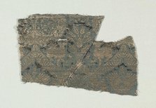 Silk with Dogs and Arabic Script in Swaying Bands, 1370-1400. Creator: Unknown.