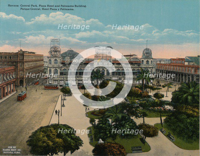 Central Park, Plaza Hotel and Politeama Building, Havana, Cuba, c1920. Artist: Unknown.