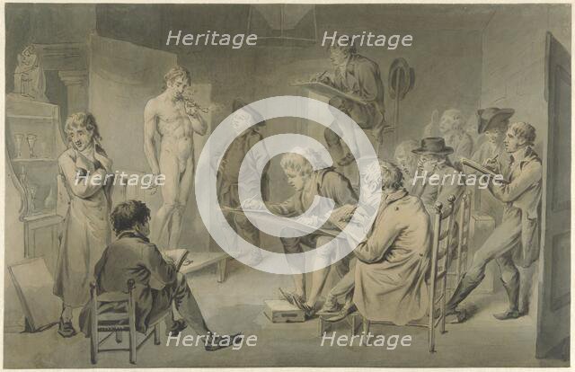 Drawing lessons at an academy, 1774-1833. Creator: Jacob Smies.