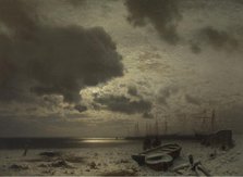 Moonlight in Winter, c1870-1920. Creator: Louis Douzette.