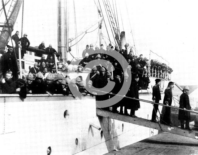 Return of troops from the Indian Frontier Campaign:...the steam-ship "Nubia" at Southampton, 1898. Creator: Francis Godolphin Osbourne Stuart.