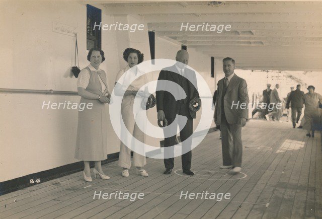 Playing quoits on board the SS Arandora Star, 1936. Artist: Unknown