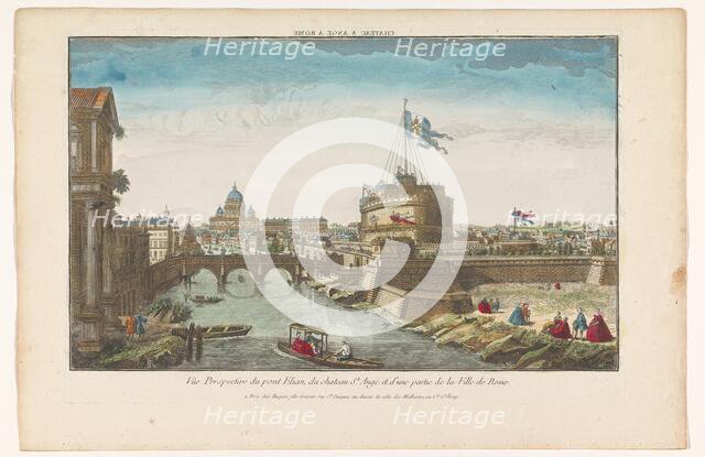 View of Castel Sant' Angelo and Ponte Sant'Angelo over the Tiber River in Rome, 1735-1805. Creator: Unknown.