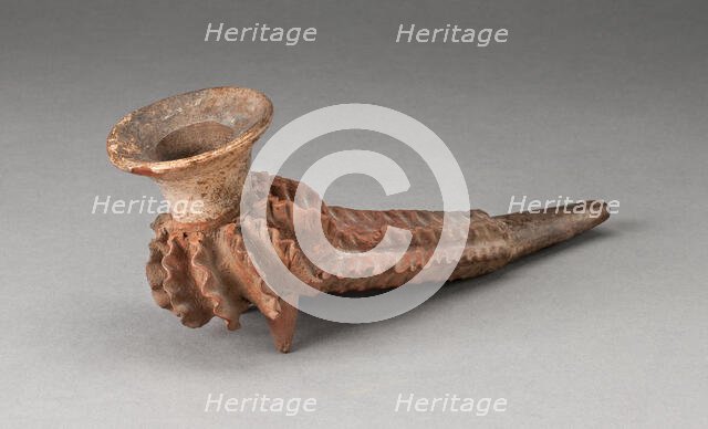 Footed Pipe with Fluted Relief Design, c. 400 B.C. Creator: Unknown.