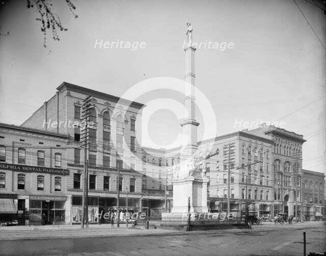 Albion Hotel and Confederate Monument, Augusta, Ga., between 1900 and 1910. Creator: Unknown.