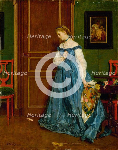 Hesitation (Madame Monteaux?), c. 1867. Creator: Alfred Stevens.