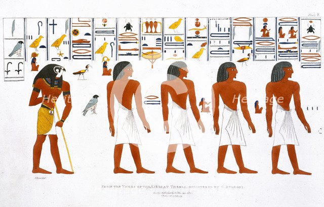 'Murals from the Tombs of the Kings at Thebes, discovered by G Belzoni', 1820-1822. Artist: Charles Joseph Hullmandel