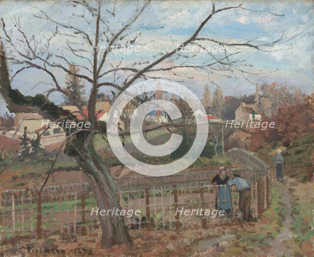 The Fence, 1872. Creator: Camille Pissarro.