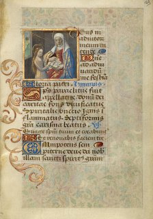 Anna Teaching the Virgin Reading; Poncher Hours, about 1500. Creator: Master of Cardinal Bourbon.