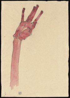 Raised red hand, 1910. Artist: Schiele, Egon (1890–1918)