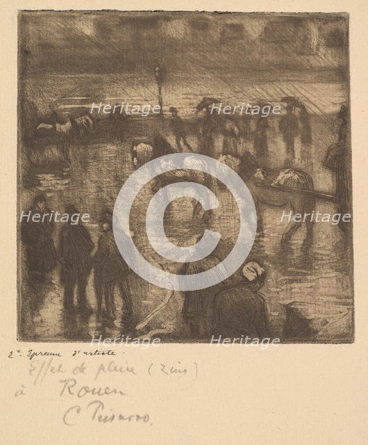 Impressions of Rain, Rouen, 1883. Creator: Camille Pissarro.