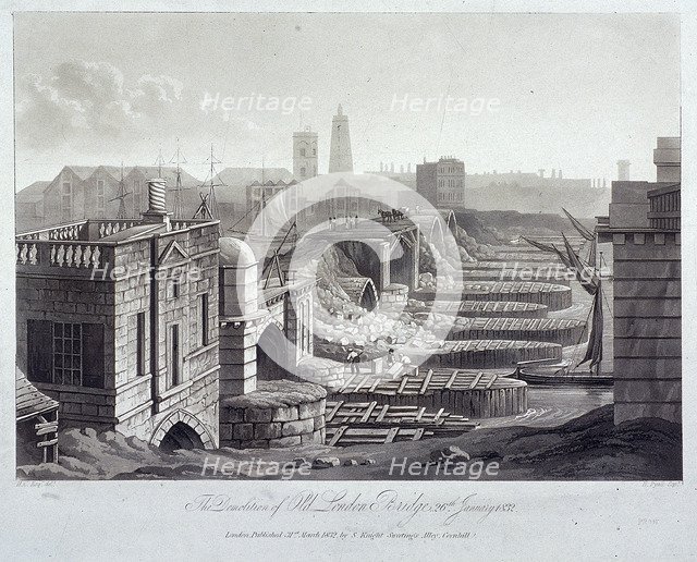 London Bridge (old), London, 1832. Artist: Henry Pyall