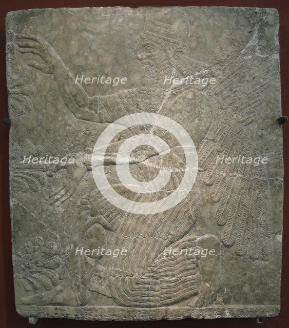 Winged deity by the sacred tree. Relief from the palace of Ashurnasirpal II at Kalhu, Nimrud, 9th century BC. Artist: Assyrian Art  