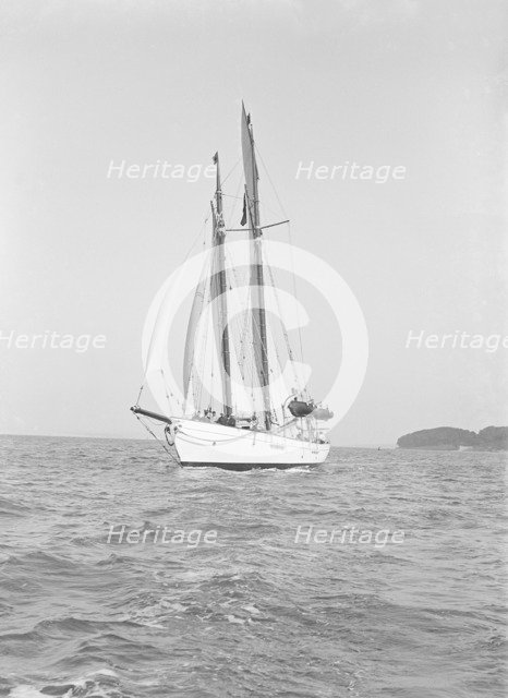 The schooner 'Dwyn-Wen', 1914. Creator: Kirk & Sons of Cowes.