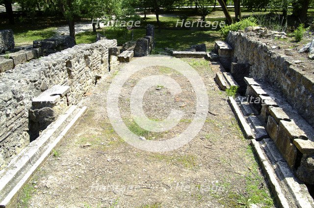 A latrine at Dion, Greece. Artist: Samuel Magal