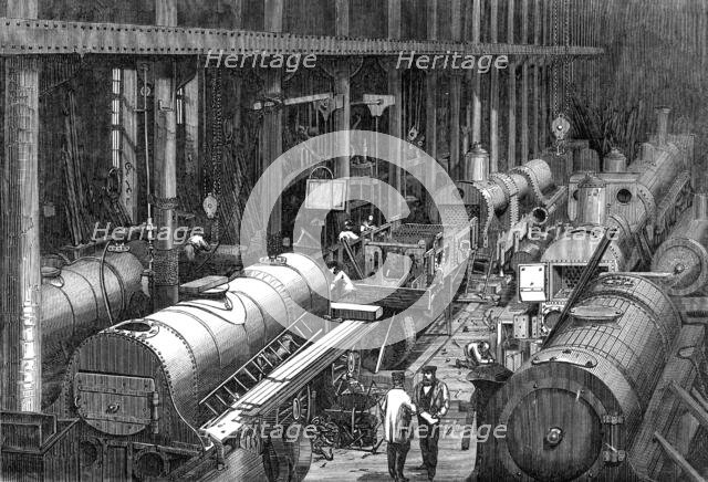 Stephenson's locomotive manufactory at Newcastle-On-Tyne: the fitting shop, 1864. Creator: Unknown.