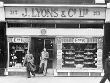 The exterior of a Lyons tea shop along Piccadilly, London, 2nd July 1953. Artist: Unknown