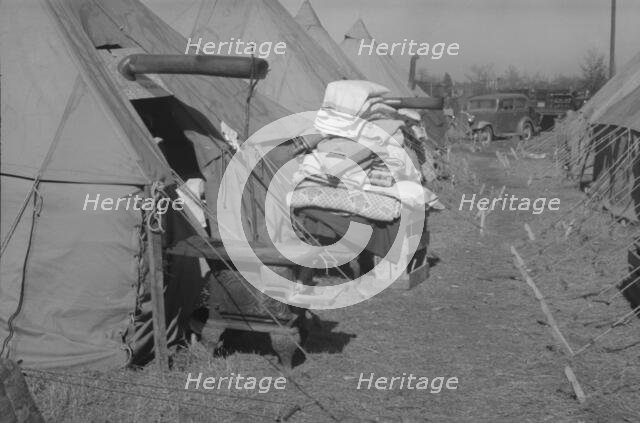 Possibly: Flood refugee encampment at Forrest City, Arkansas, ca. 1937. Creator: Walker Evans.