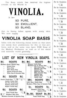 Advertisement for Vinolia Soap, 1895. Creator: Unknown.