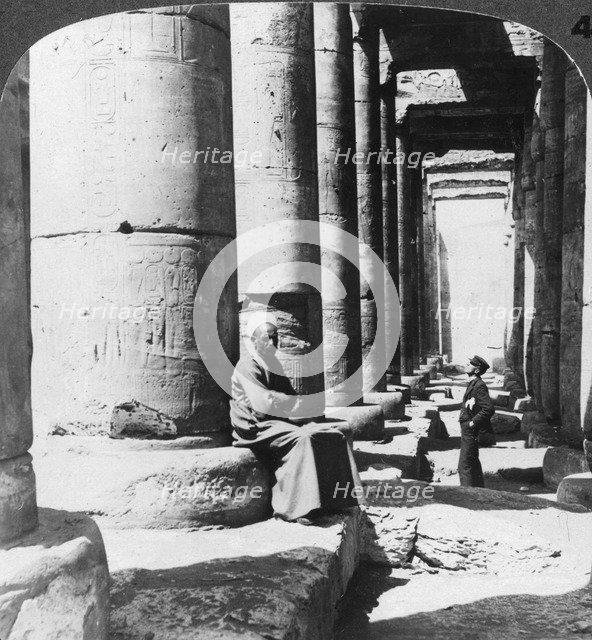 'Columns of the great temple of Sethos I, Abydos, Egypt', 1905.Artist: Underwood & Underwood