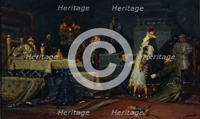 Fool's coat. Boyar Druzhina Andreyevich Morozov before Ivan the Terrible, 1885. Artist: Nesterov, Mikhail Vasilyevich (1862-1942)