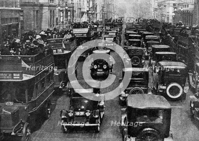 Traffic on 5th Avenue as seen from a control tower, New York City, USA, c1930s.Artist: Ewing Galloway