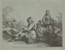 Seated Shepherd and a Peasant Woman with a Basket, 1759/1782. Creator: Francesco Londonio.