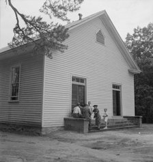 Conversation among members of congregation..., Wheeley's Church, Gordonton, North Carolina, 1939. Creator: Dorothea Lange.