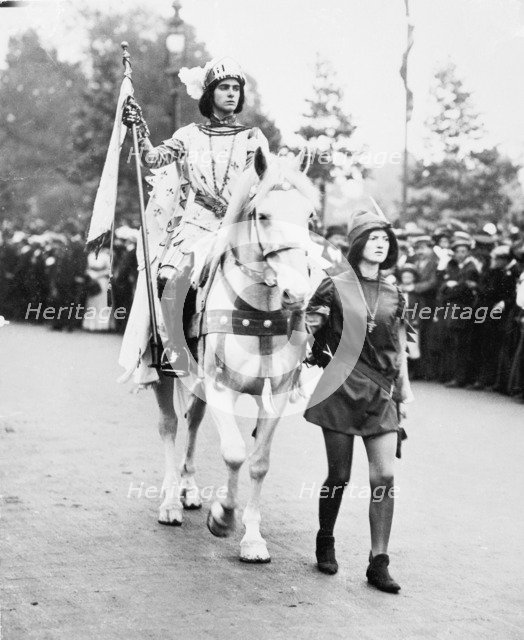 Marjorie Annan Bryce dressed as Joan of Arc at the Women's Coronation Procession, London, 1911. Artist: Unknown