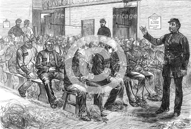 Sketches in the Clerkenwell House of Correction: the oakum-shed, 1874. Creator: Unknown.