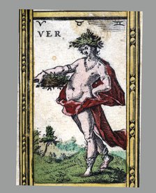  'Summer', coloured engraving from the book 'Le Theatre du monde' or 'Nouvel Atlas', 1645, create…
