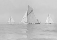 Start of Cowes to Weymouth Race: Carina, Adelaide, Ma'oona, Britannia, 1913. Creator: Kirk & Sons of Cowes.