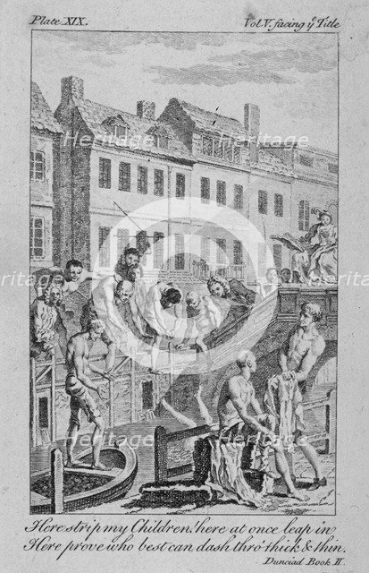 View of the Fleet Ditch with bathers, City of London, 1750.                                          Artist: Charles Grignion